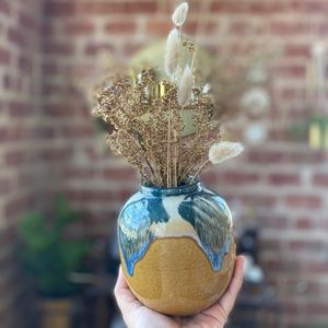 Mustard and teal vintage pottery